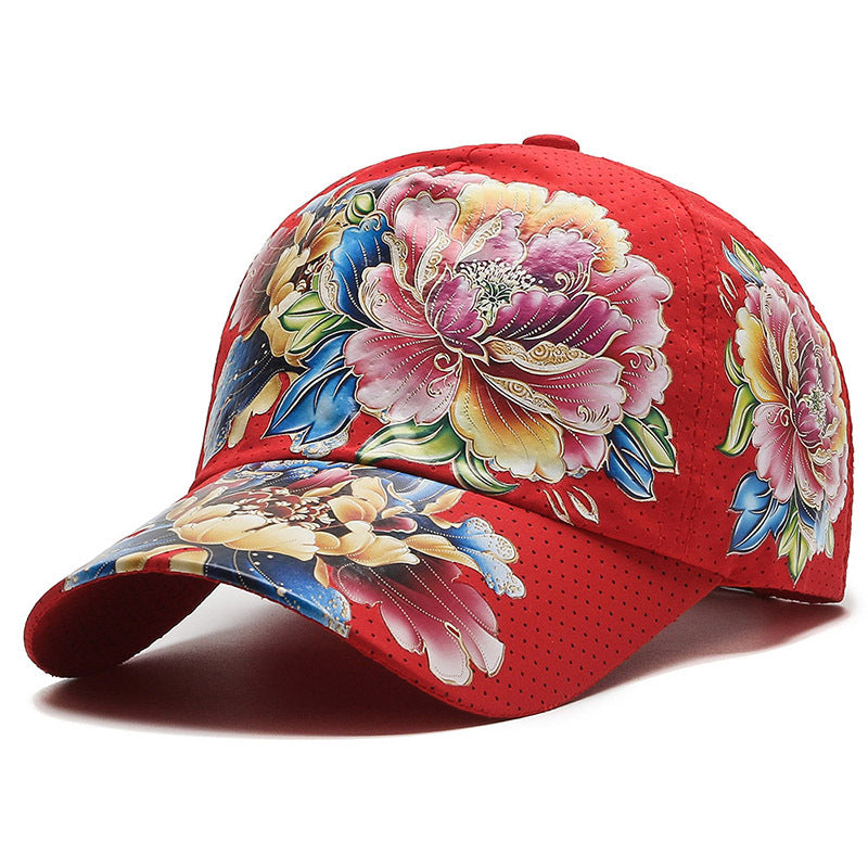 Floral Embroidered Adjustable Baseball Cap-Unisex
