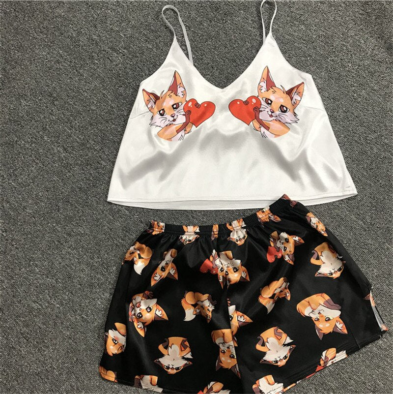 Women's Satin Cami & Shorts Pajama Set – Summer Sleepwear