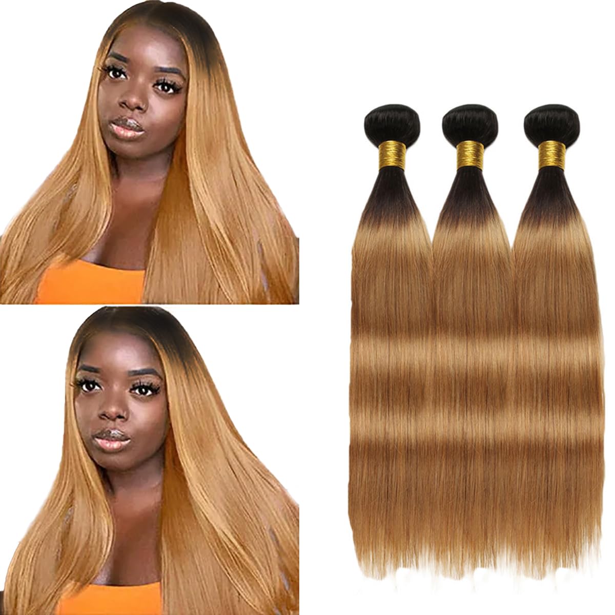 1B/27 Ombre Hair Bundles- 3 Bundles (18/20/22 Inch)