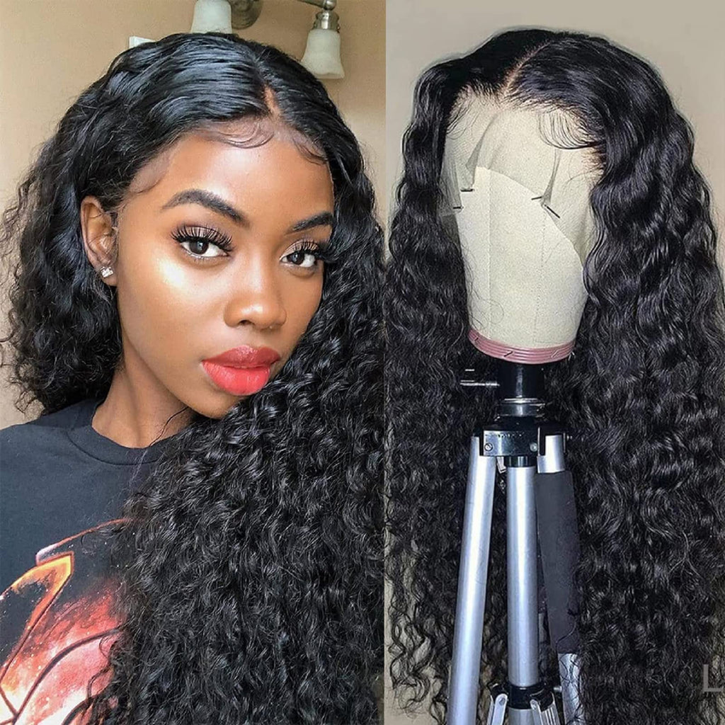 22 "  Deep Wave 13x4 Lace Front Human Hair Wig - 200 % Density