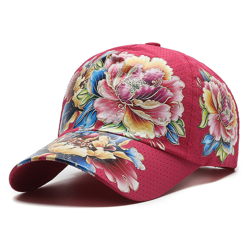 Floral Embroidered Adjustable Baseball Cap-Unisex