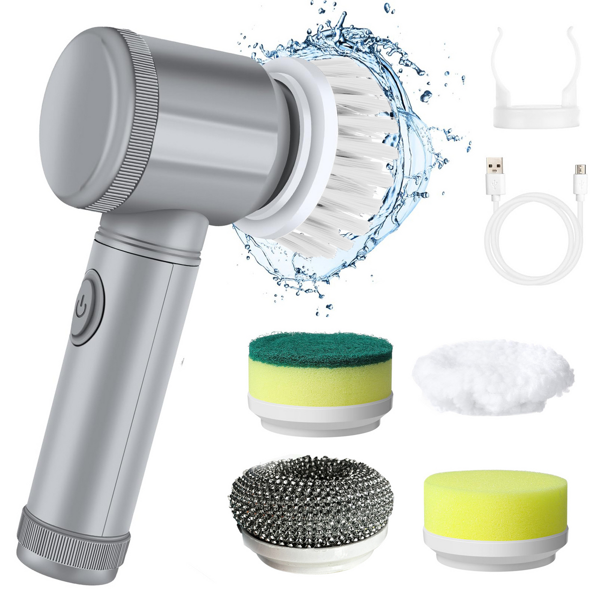 5-in-1 Cordless Electric Spin Scrubber - Multi - Surface Cleaning Brush