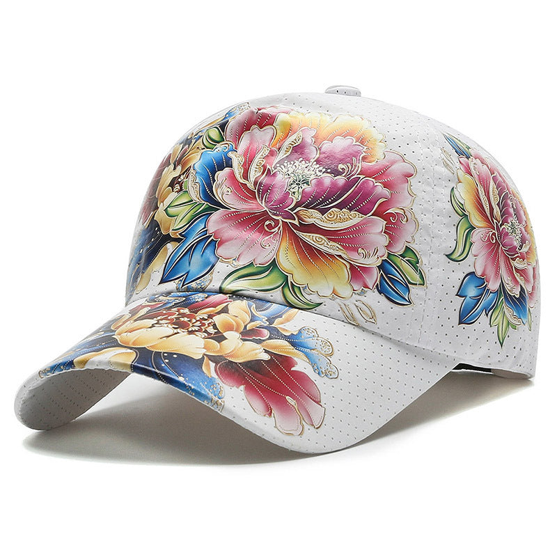 Floral Embroidered Adjustable Baseball Cap-Unisex