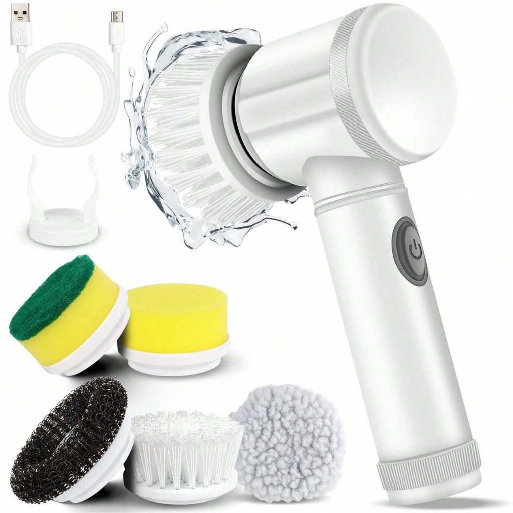 5-in-1 Cordless Electric Spin Scrubber - Multi - Surface Cleaning Brush