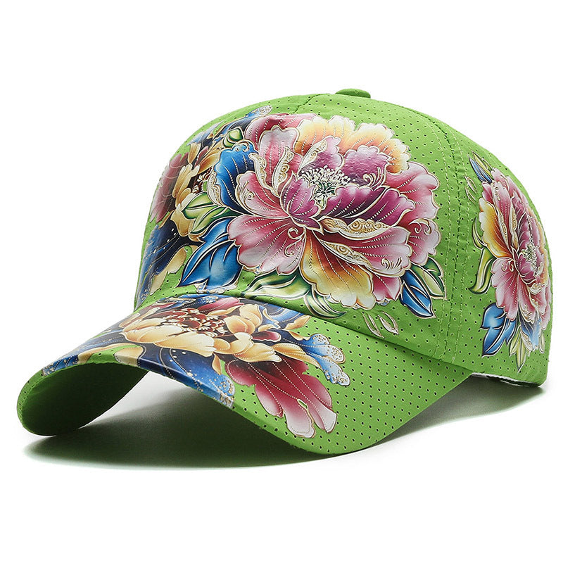 Floral Embroidered Adjustable Baseball Cap-Unisex