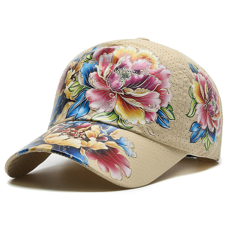 Floral Embroidered Adjustable Baseball Cap-Unisex
