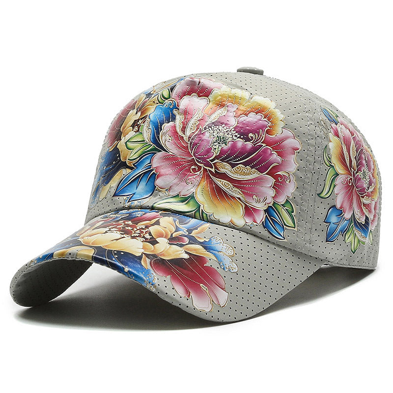 Floral Embroidered Adjustable Baseball Cap-Unisex