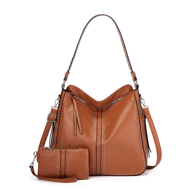 BrightCart 2-Piece Studded Hobo Bag & Clutch Set