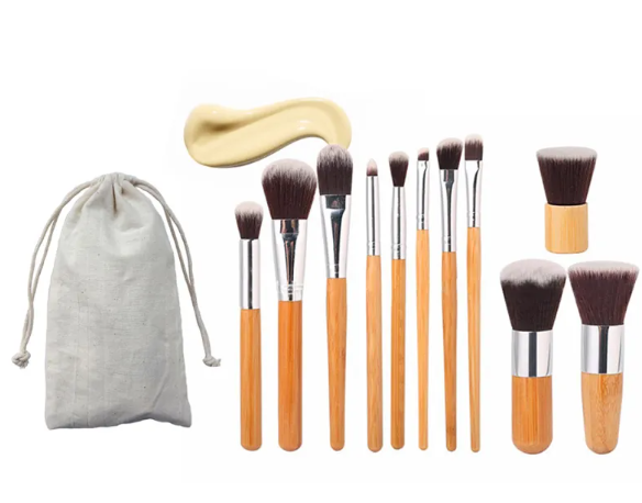 11-Piece Bamboo Makeup Brush Set