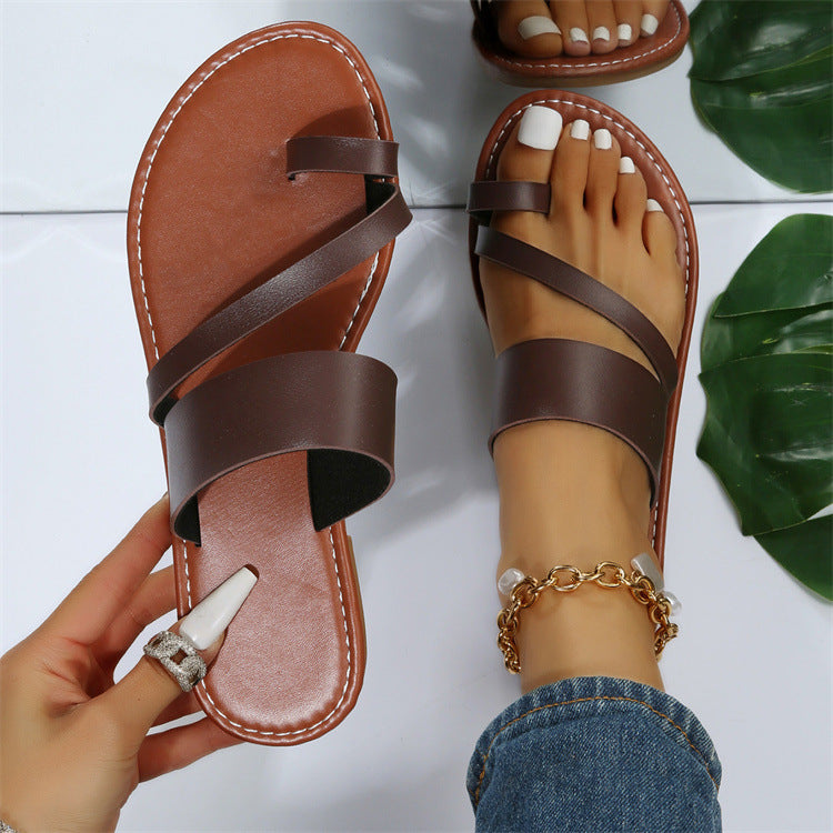 Women's Toe Loop Flat Sandals