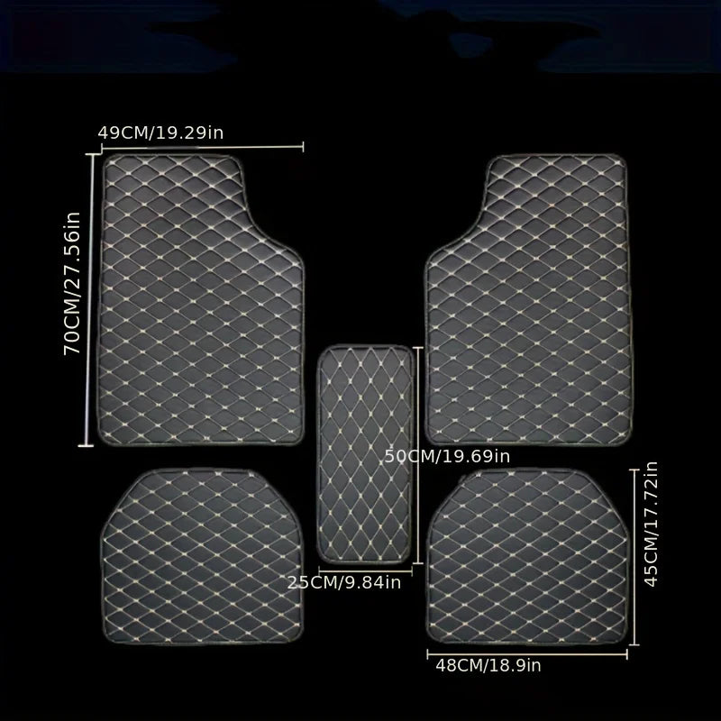Universal 5-Piecs Waterproof PU  Leather Car Floor Mats