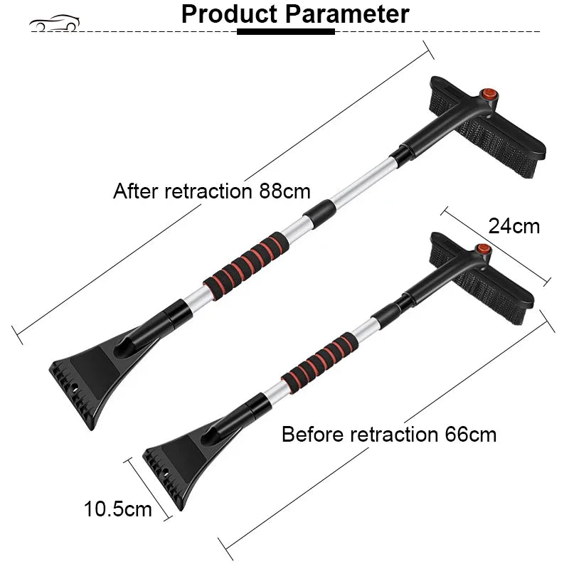 Extendable Car Snow Brush & Ice Scraper – Winter Windshield Snow Removal Tool