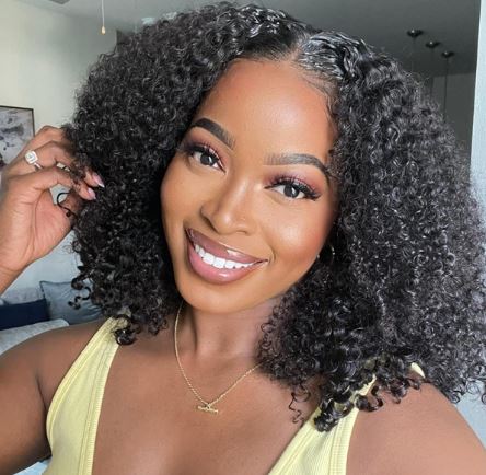 Curly Human Hair Lace Front  Wig