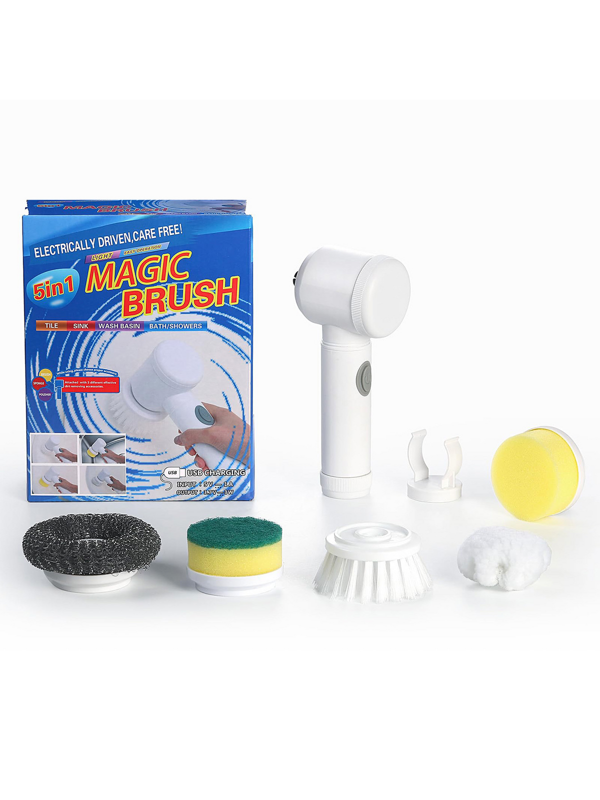 5-in-1 Cordless Electric Spin Scrubber - Multi - Surface Cleaning Brush