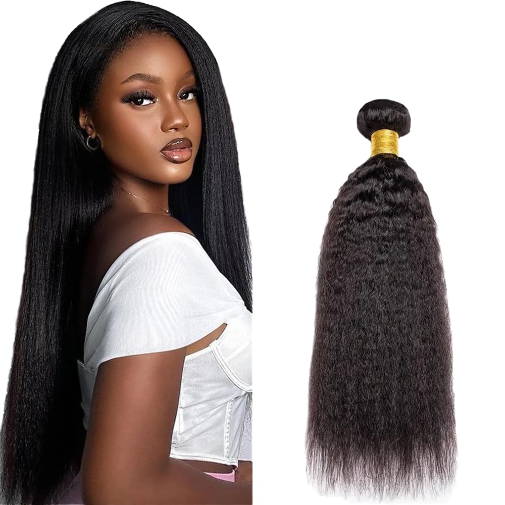 14 " Brazilian Kinky Straight Human Human Hair Bundle - Natural Black