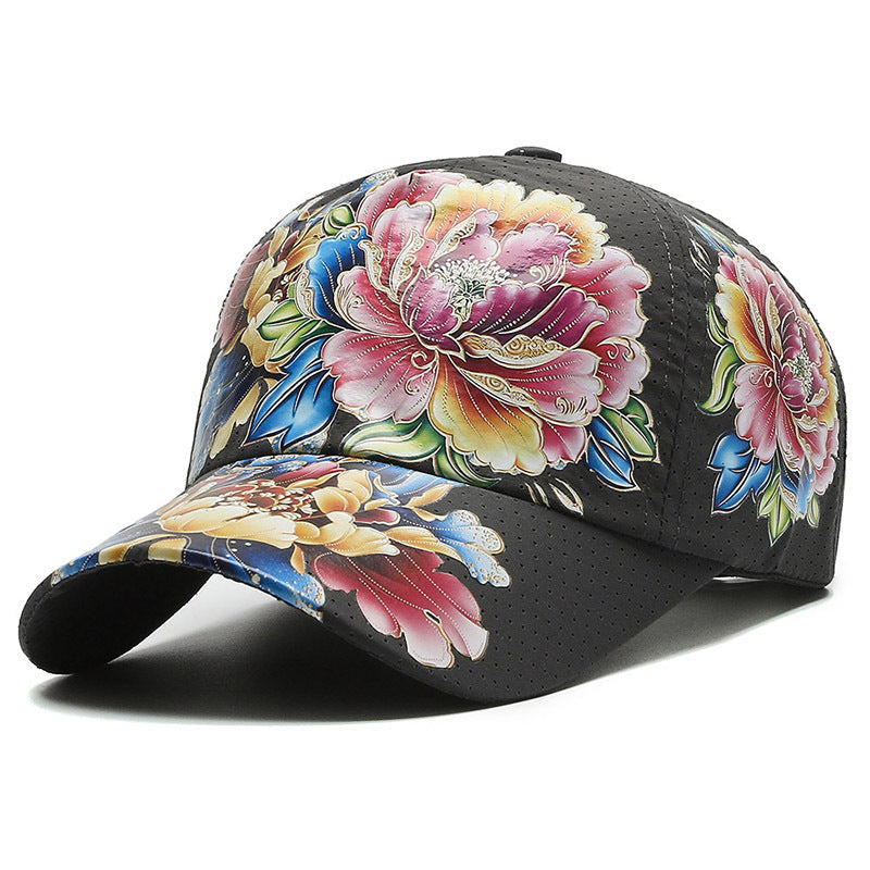 Floral Embroidered Adjustable Baseball Cap-Unisex