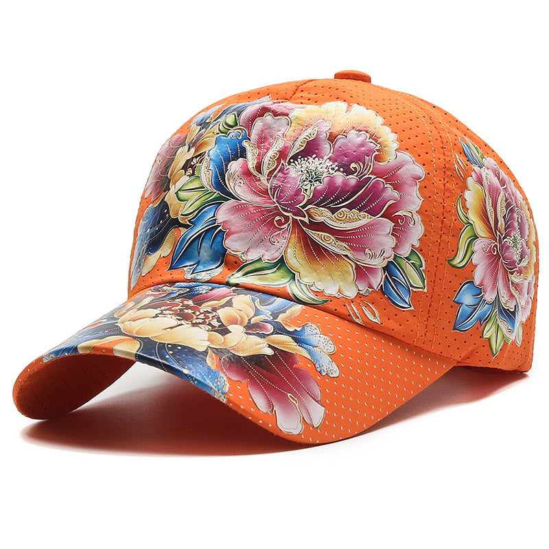 Floral Embroidered Adjustable Baseball Cap-Unisex