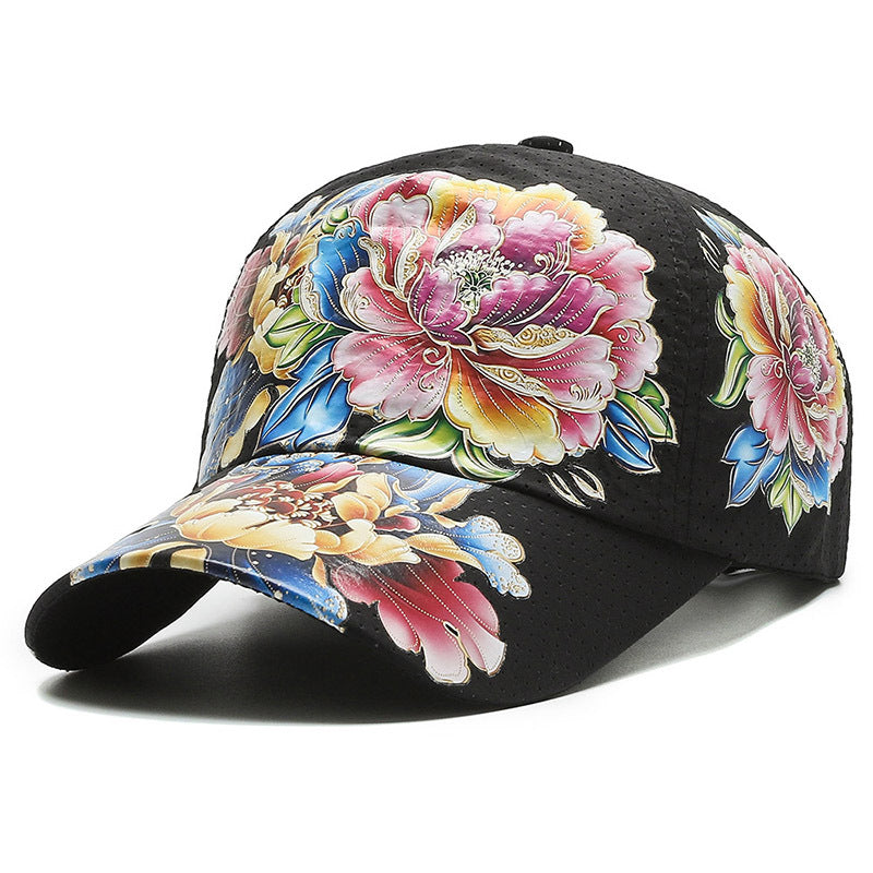 Floral Embroidered Adjustable Baseball Cap-Unisex