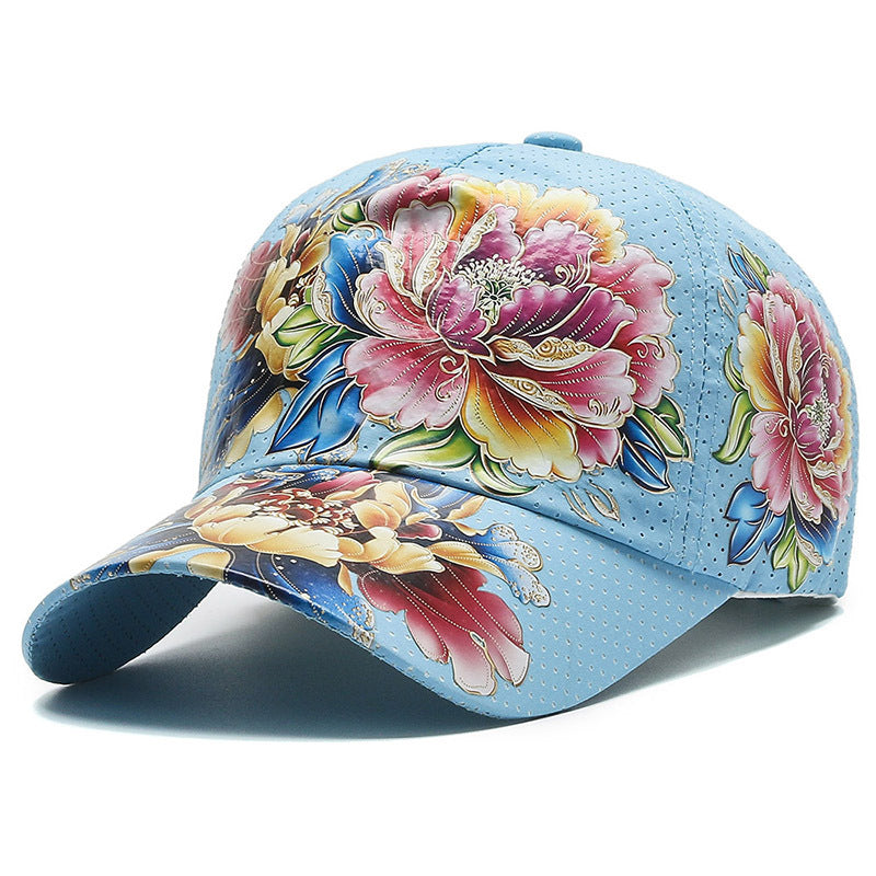 Floral Embroidered Adjustable Baseball Cap-Unisex